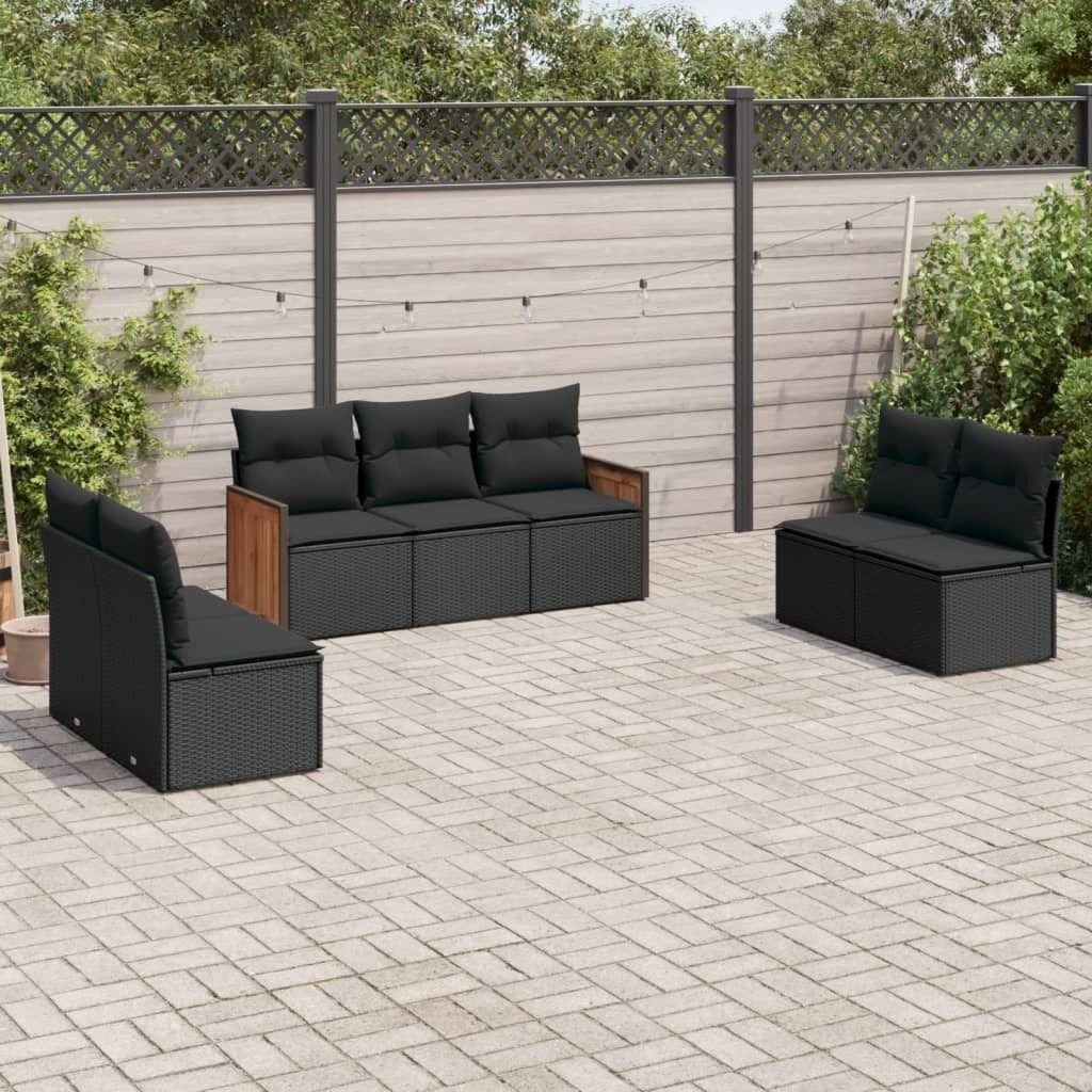 Maison Exclusive - 7-tlg. Garten-Sofagarnitur mit Kissen Schwarz Poly Rattan