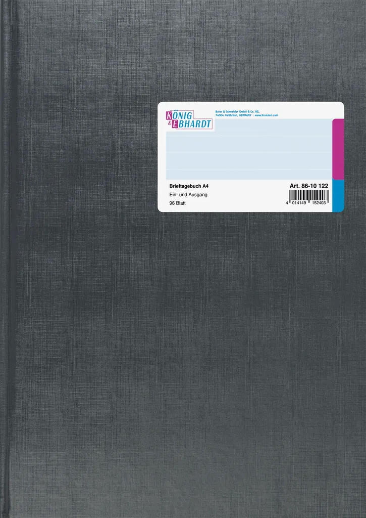 Livre de Courrier A4 König & Ebhardt 8610122 avec Couverture Rigide Gris