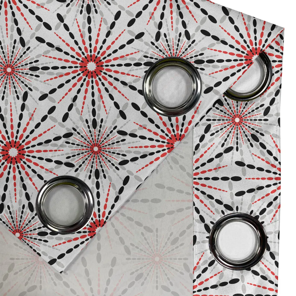 ABAKUHAUS Tenda con occhielli geometrica, Trippy Flower Figures con motivi tribali etnici in una nuova immagine moderna e artistica, tende decorative a 2 pannelli per finestre, 280 cm x 225 cm, rosso, nero, bianco - 3