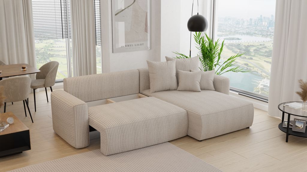 3-Sitzer Ecksofa ANTONIO BARI – 260x160x78cm, Ottomane Produktbild 2