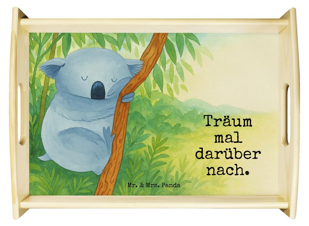 Mr. & Mrs. Panda Tablett Koalabär Design - Weiß - Geschenk, Bett-Tablett, schlafen, holz, Koala, Träumen, Schlafzimmer, Lustige Sprüche, Trauml...