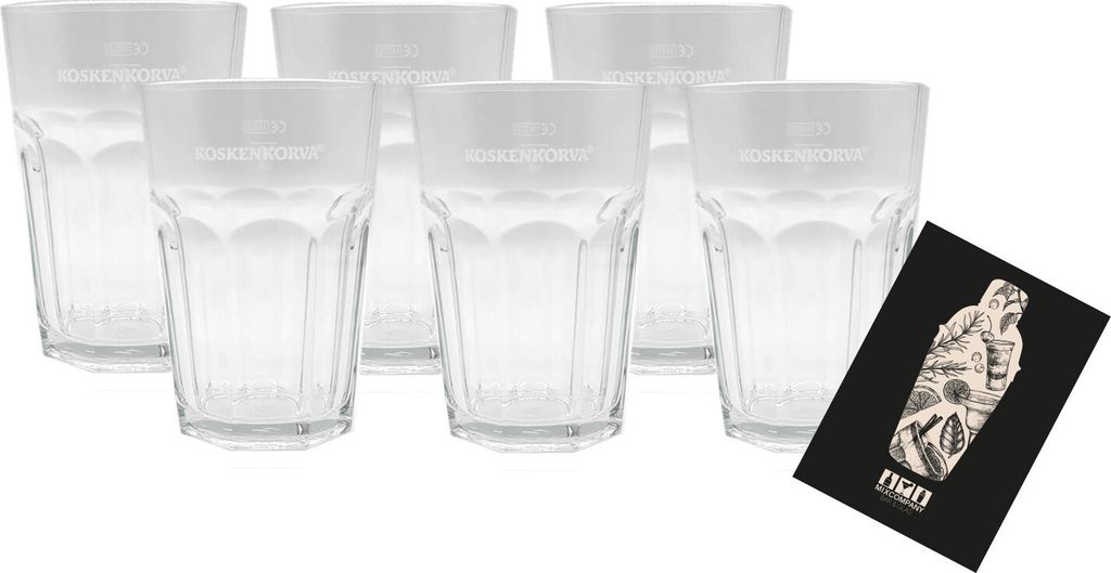 Koskenkorva Vodka Longdrinkglas 6er Set Longdrink Glas Gläser - 0,3L Eichung