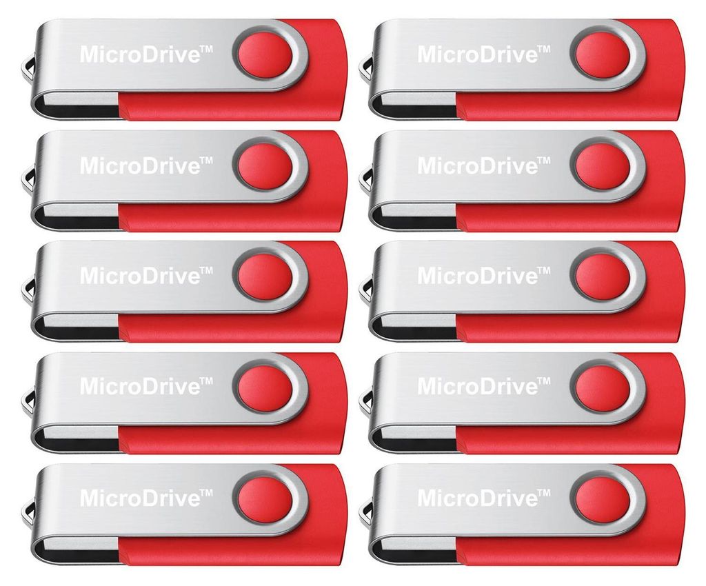 10x 64GB USB 2.0 Stick Flash USB Drive Swivel USB Flashdrive Speicherstick Memorystick Farbe: Rot