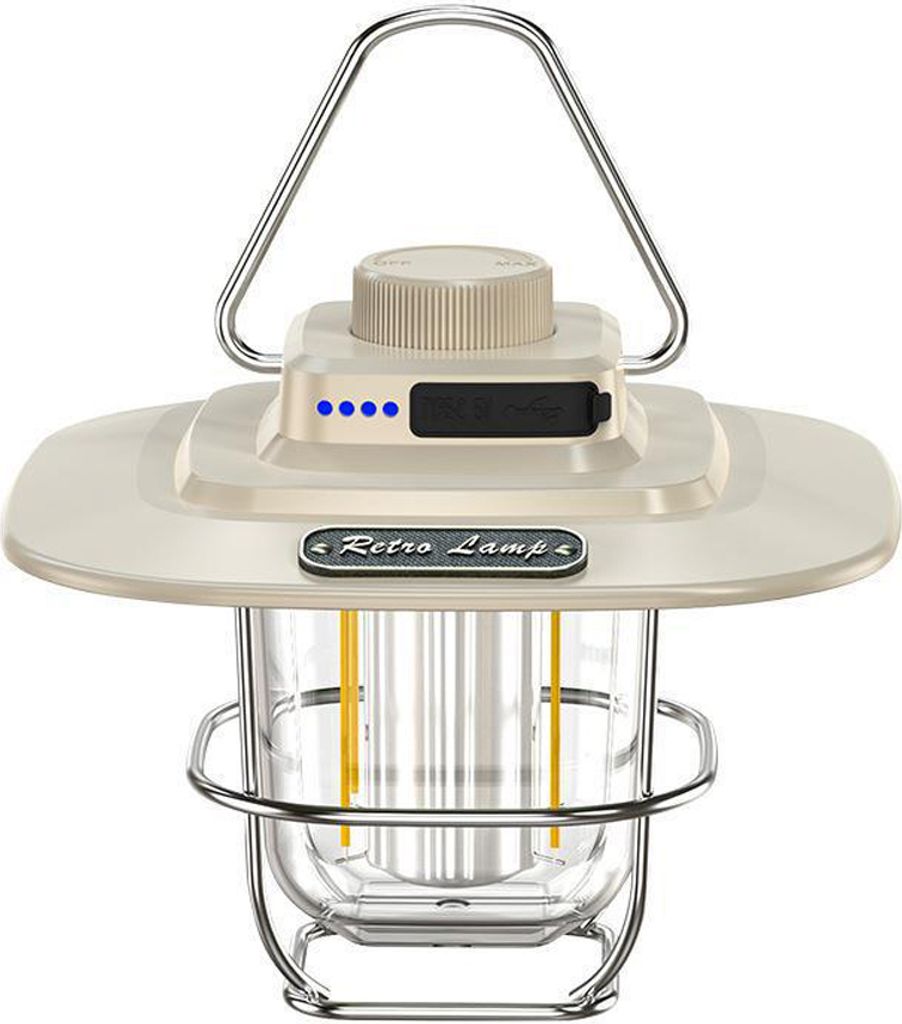 Retro Camping Licht LED Campinglaterne Wiederaufladbare Zeltlampe Wasserdicht Tragbare Power Bank Stufenloses Dimmen fuer Camping Zelt Wandern Angeln