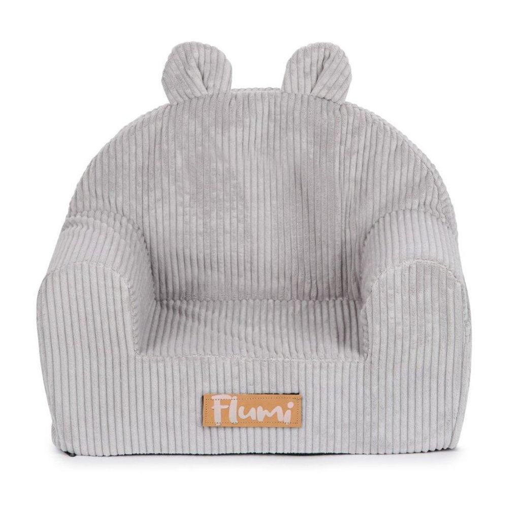 Personalisierter Kindersessel mit Ohren 56x33x42 cm – Corduroy Grau – Sessel für Babys & Kleinkinder