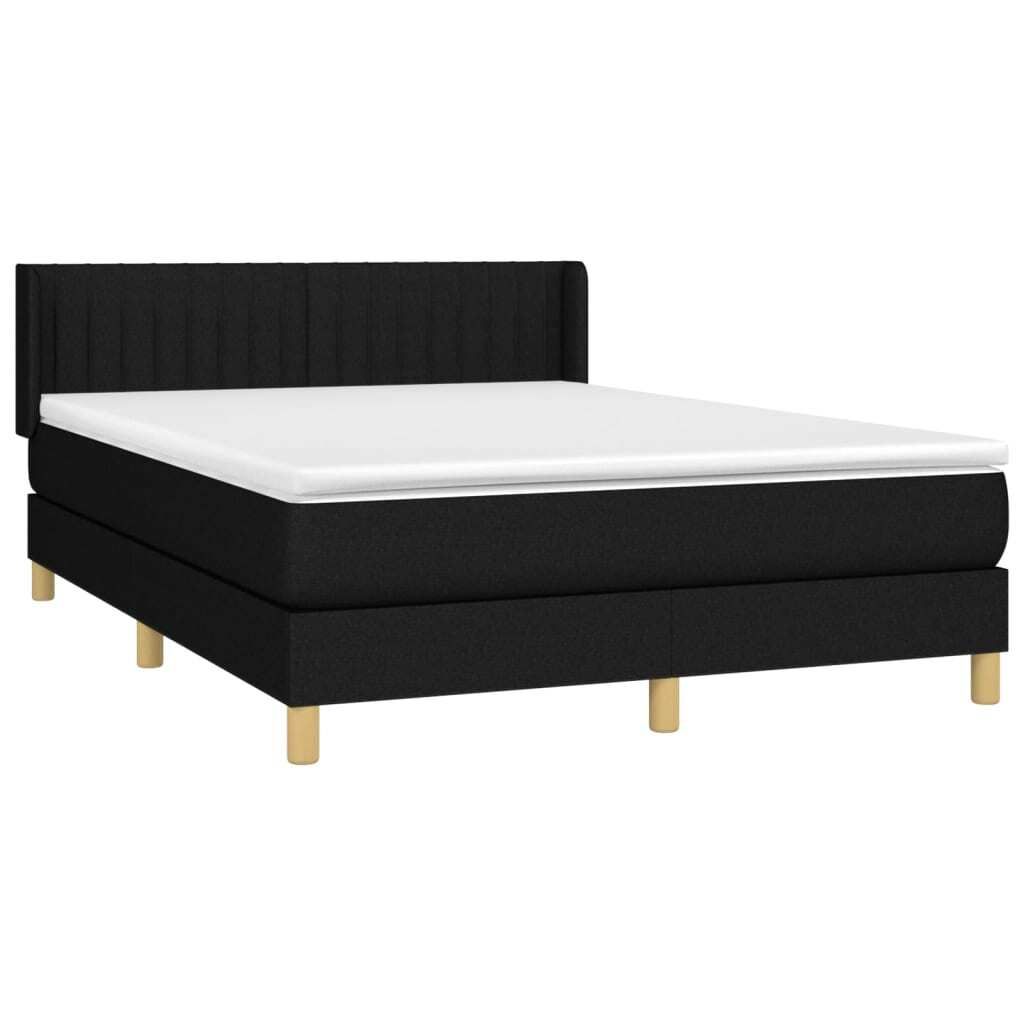 Eleganter Möbel Doppelbett - Boxspringbett mit Matratze Schwarz 140x200cm Stoff - Bettrahmen Klassische Betten CJG897630