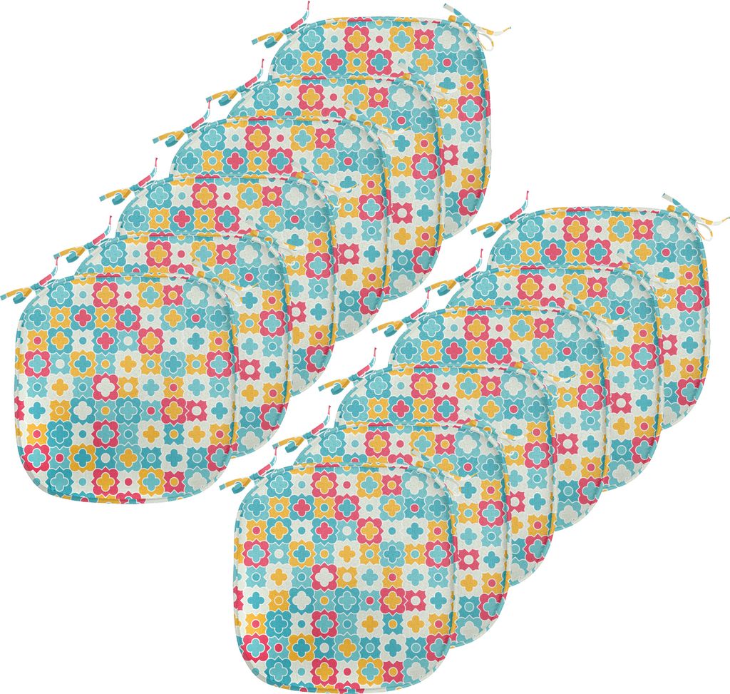 ABAKUHAUS Quatrefoil Polster für Esszimmerstühle, Clover Vivid Ki, Dekoratives wasserfestes Kissen mit Riemen für Küchensitze, 40 cm x 40 cm-12...