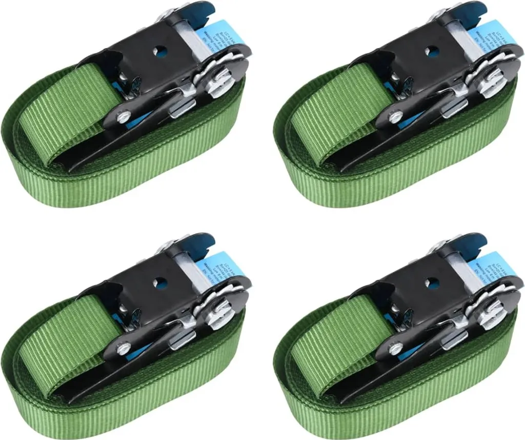 The Living Store Sangles de serrage à cliquet 4 pcs 800 daN 6m Vert