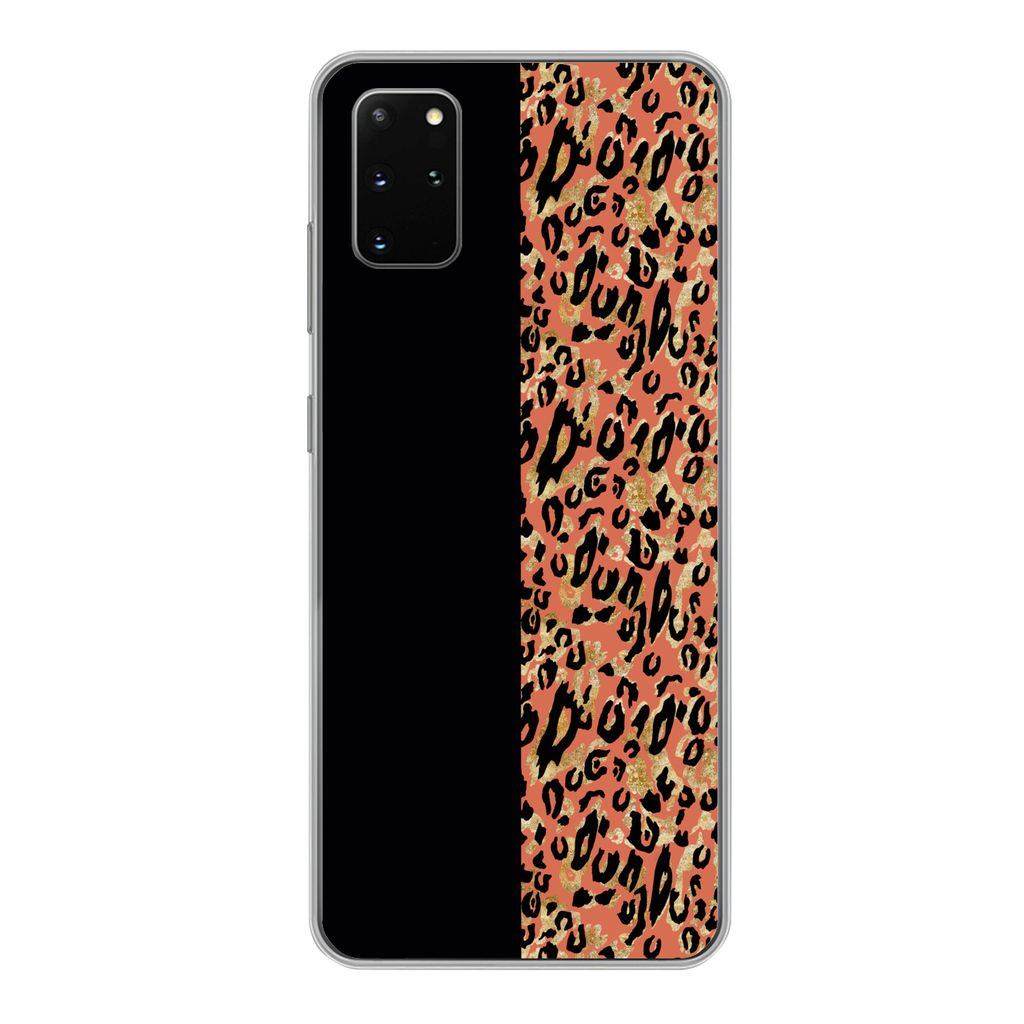 MuchoWow Handyhülle Schutzhülle Hülle für Samsung Galaxy S20 Plus Pantherdruck - Gold - Schwarz Silikon Softcase Handy Hülle - Hartschale