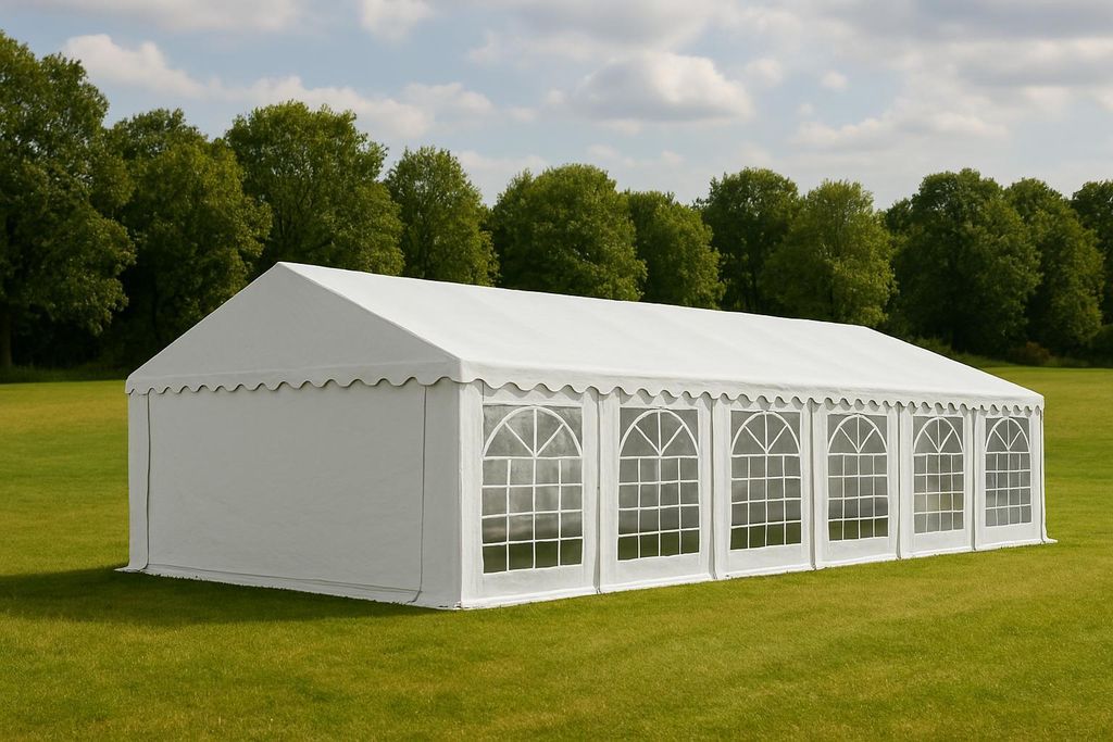 Partyzelt 6x12m PVC Standard PLUS Feuerfeste - Weiß