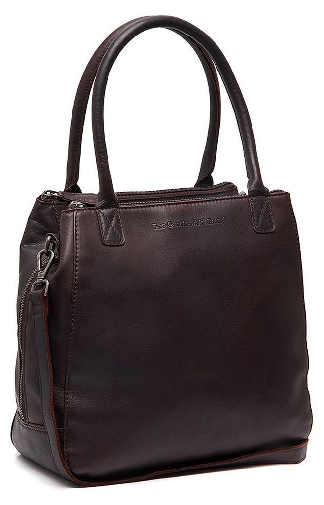The Chesterfield Brand Leder Handtasche Umhängetasche Solvin Leather Shoulderbag Brown dunkelbraun