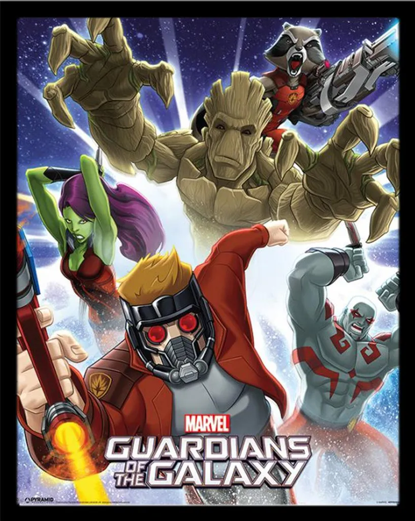 Affiche Guardians Of The Galaxy Burst avec Cadre Noir Shinsuke 40x50cm