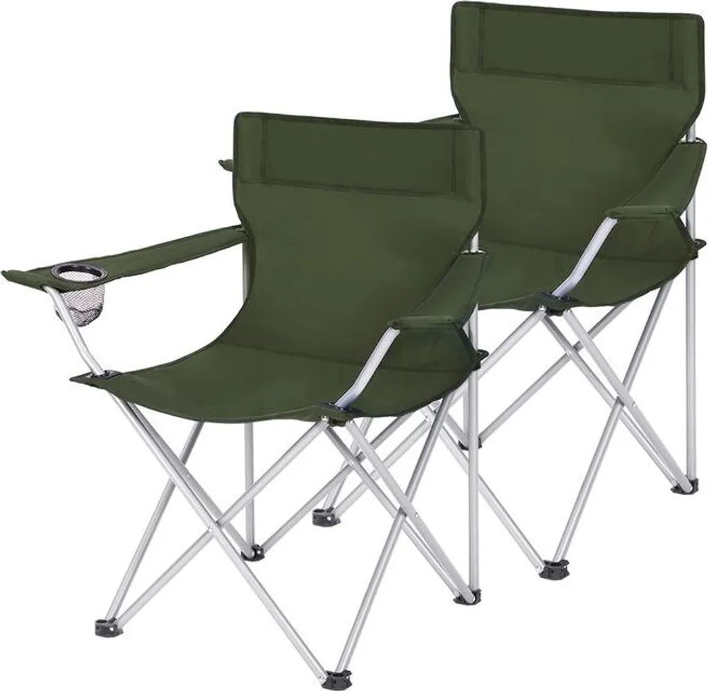 Rootz Lot de 2 Chaises de Camping Pliantes Vertes avec Accoudoirs