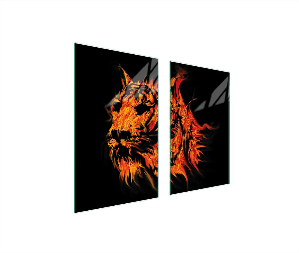 Copri Piano Cottura 75x52 Tigrato Nero in Vetro - Set 2 Pezzi