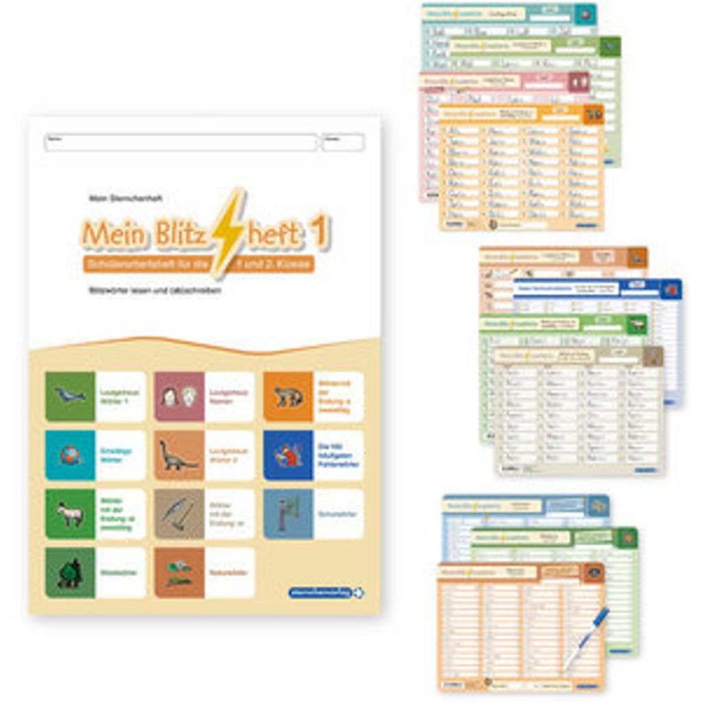 Mein Blitzheft 1 und Meine Blitzlesekarten Set 1-3 mit Stift "Alles in einem"