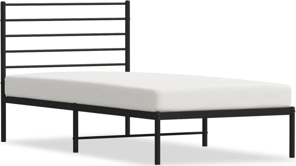 Bettgestell mit Kopfteil Metall Schwarz 80x200 cm