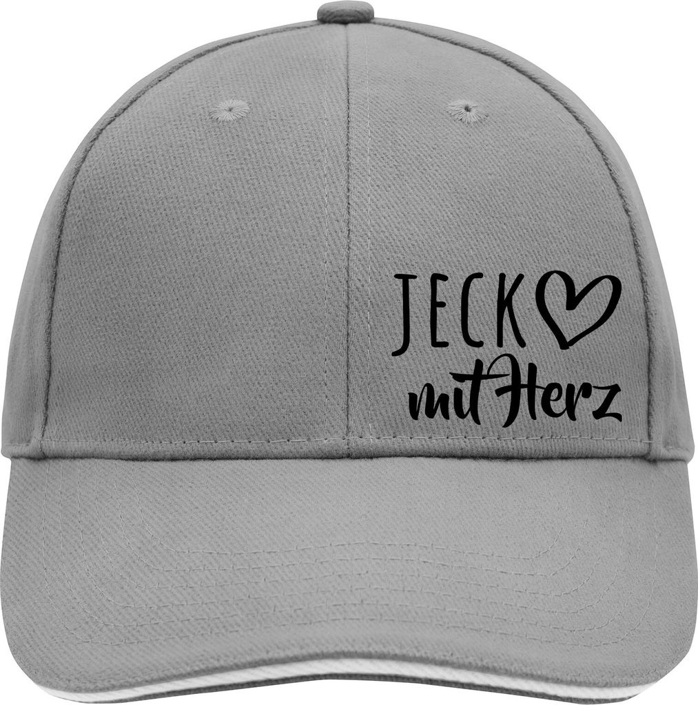 Huuraa Cappy Mütze Jeck mit Herz Dark Grey/White Baumwolle 6-Panel Kappe Geschenkidee