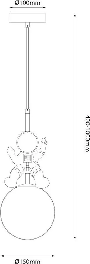 Suspension astronaute E27 éclairage ludique blanc or pour s'évader