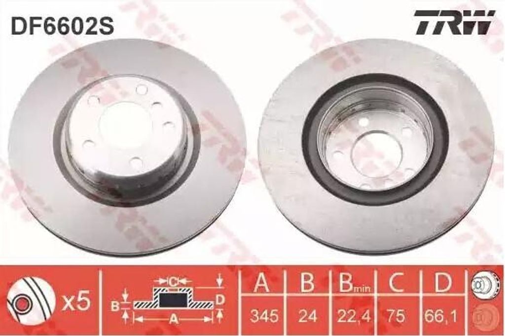 TRW DF6602S Bremsscheibe OE 34206797605 kompatibel mit 1er F20, 1er F21, 2er F23, 2er F22, 3er F30, 3er F34, 3er F31, 4er F32, 4er F36