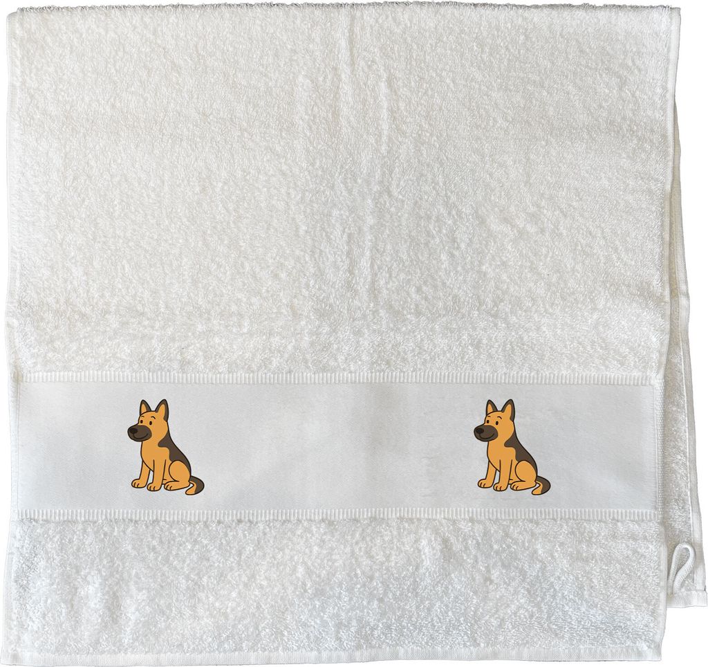 Huuraa Handtuch Deutscher Schäferhund Schäfi Comic 50x100cm White Baumwolle Handtuch Geschenkidee