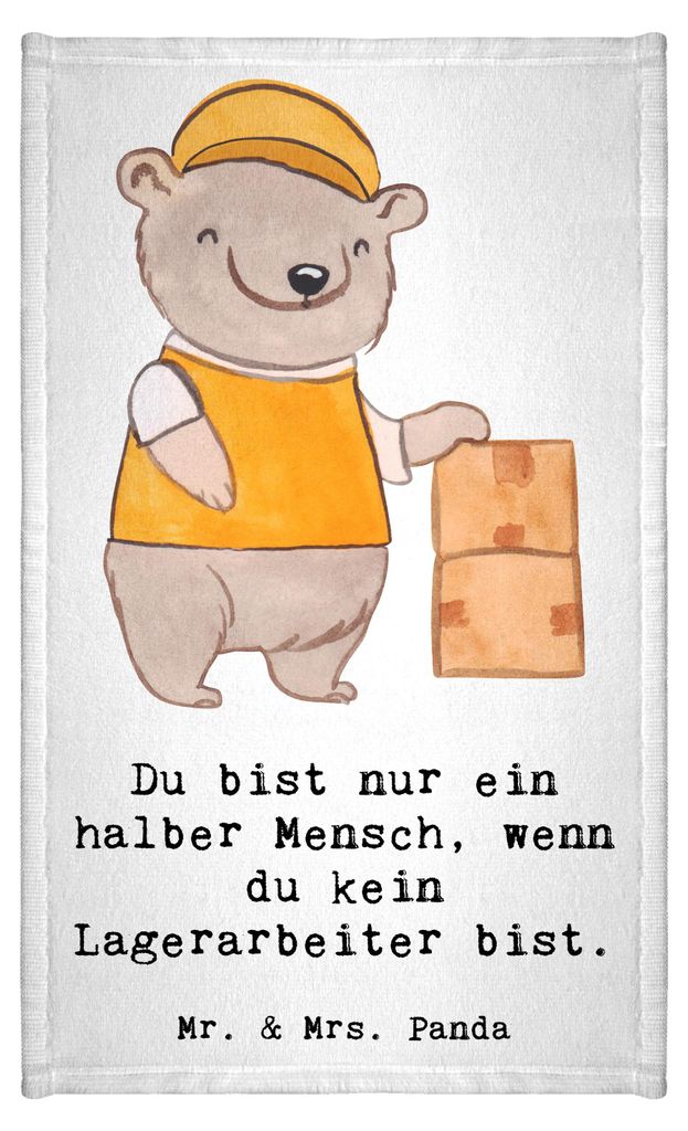 Mr. & Mrs. Panda Handtuch Lagerarbeiter Herz - Weiß - Geschenk, Kleines, Fachlagerist, Frotteetuch, Lagerist, Gästehandtuch 30x50, Spruch, Gäste...