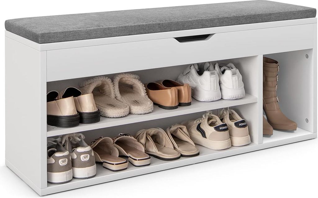 Schuhbank mit Sitzkissen, Schuhtruhe Sitzbank mit Stauraum, Produktbild 