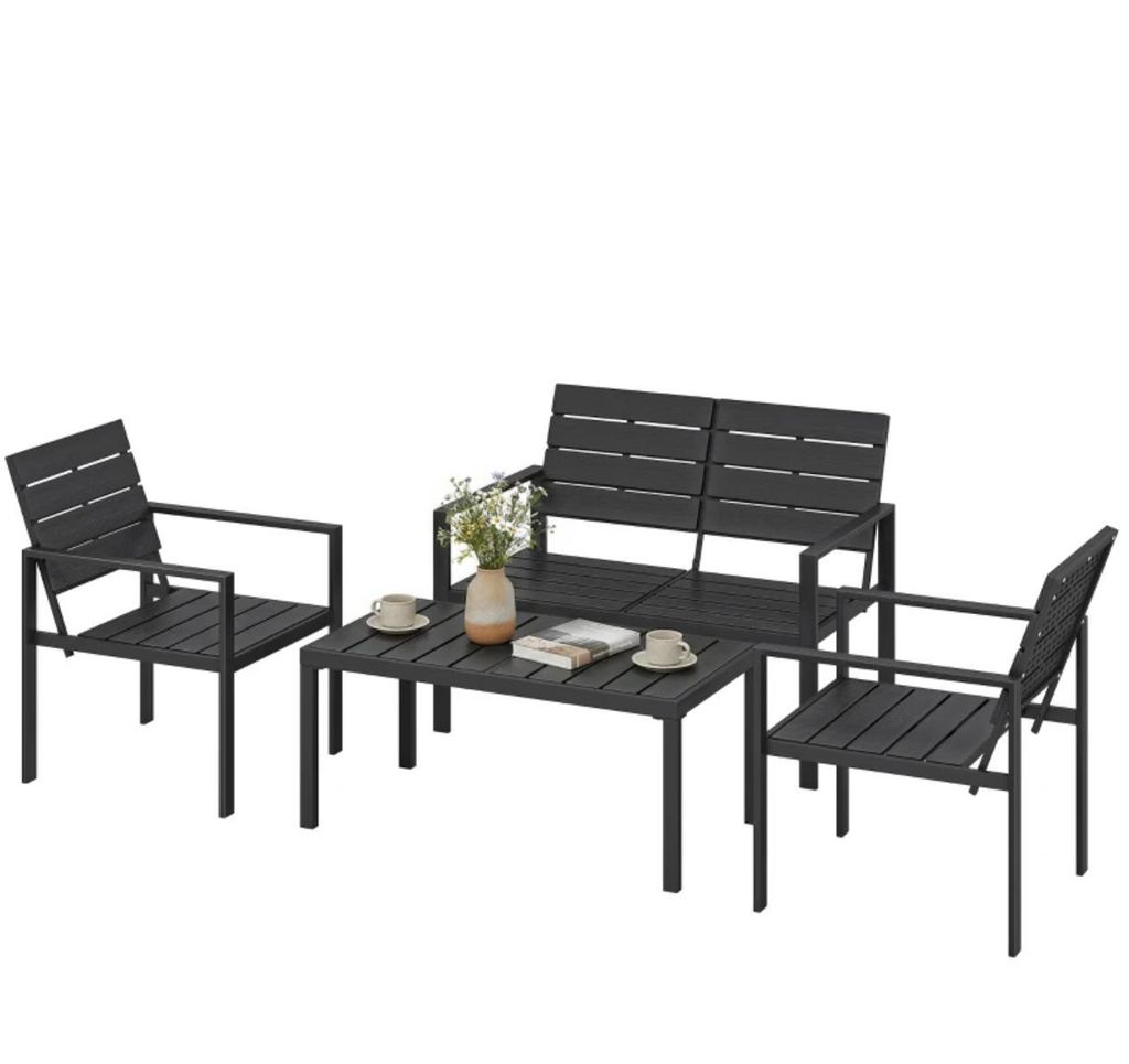 Gartenmöbel Set, 4 Personen, mit 2er-Sofa, 2 Sesseln,Couchtisch