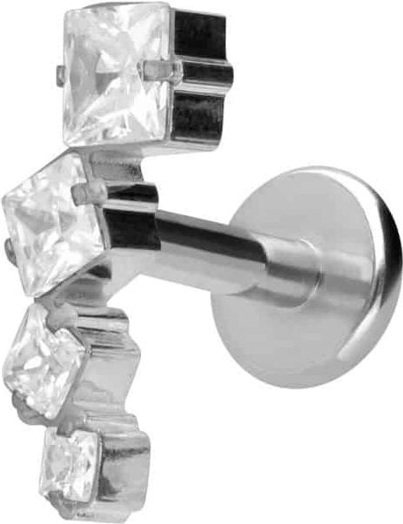 Ohrpiercing, Nasenpiercing Titan Labret mit Innengewinde KRISTALLBOGEN Silber Stablänge: 8mm | Stabstärke: 1,6mm