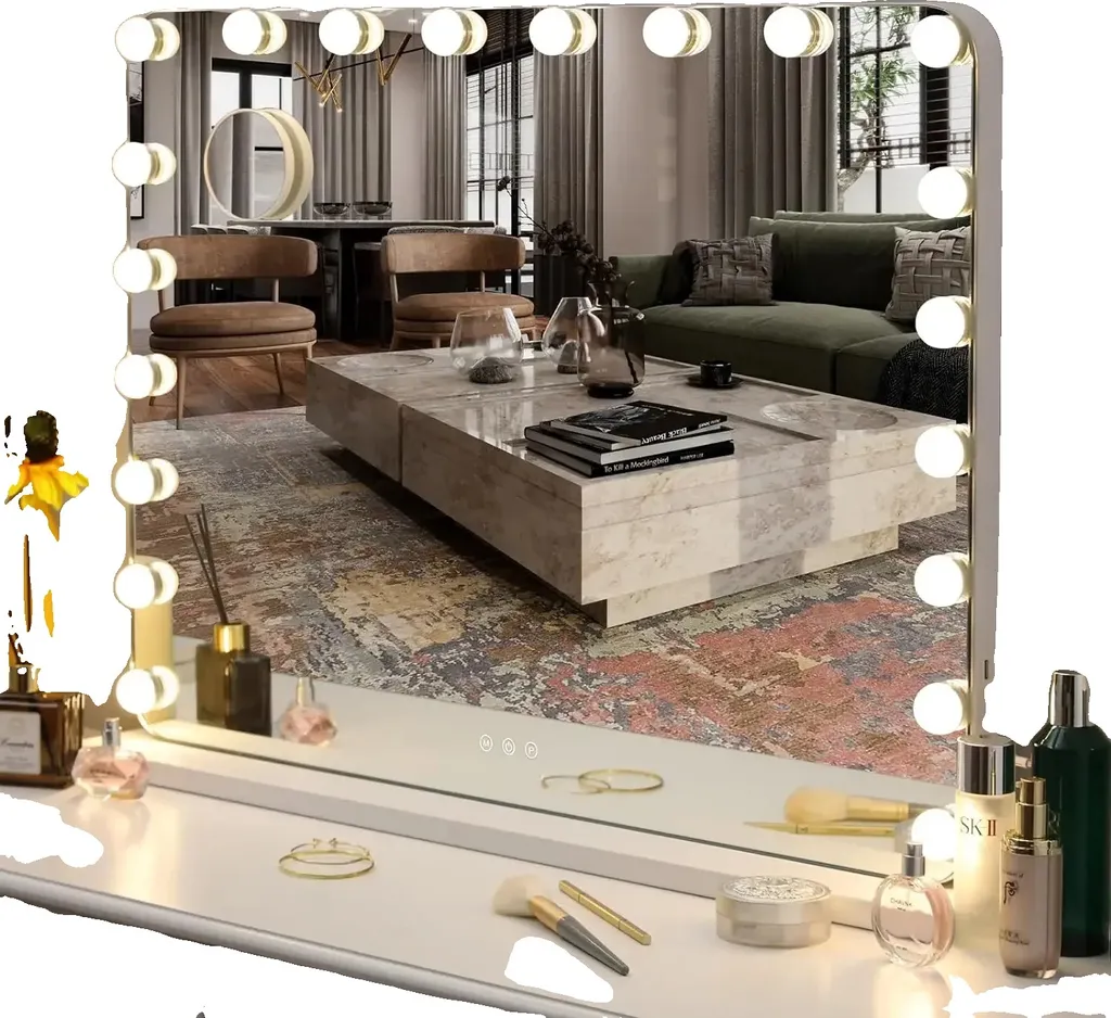 Miroir cosmétique lumineux pour maquillage de précision avec 20 LED