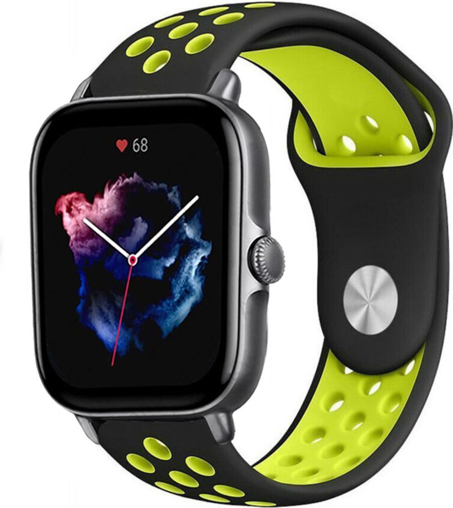 Strap-it Amazfit GTS 3 Sportarmband (Schwarz/Gelb)
