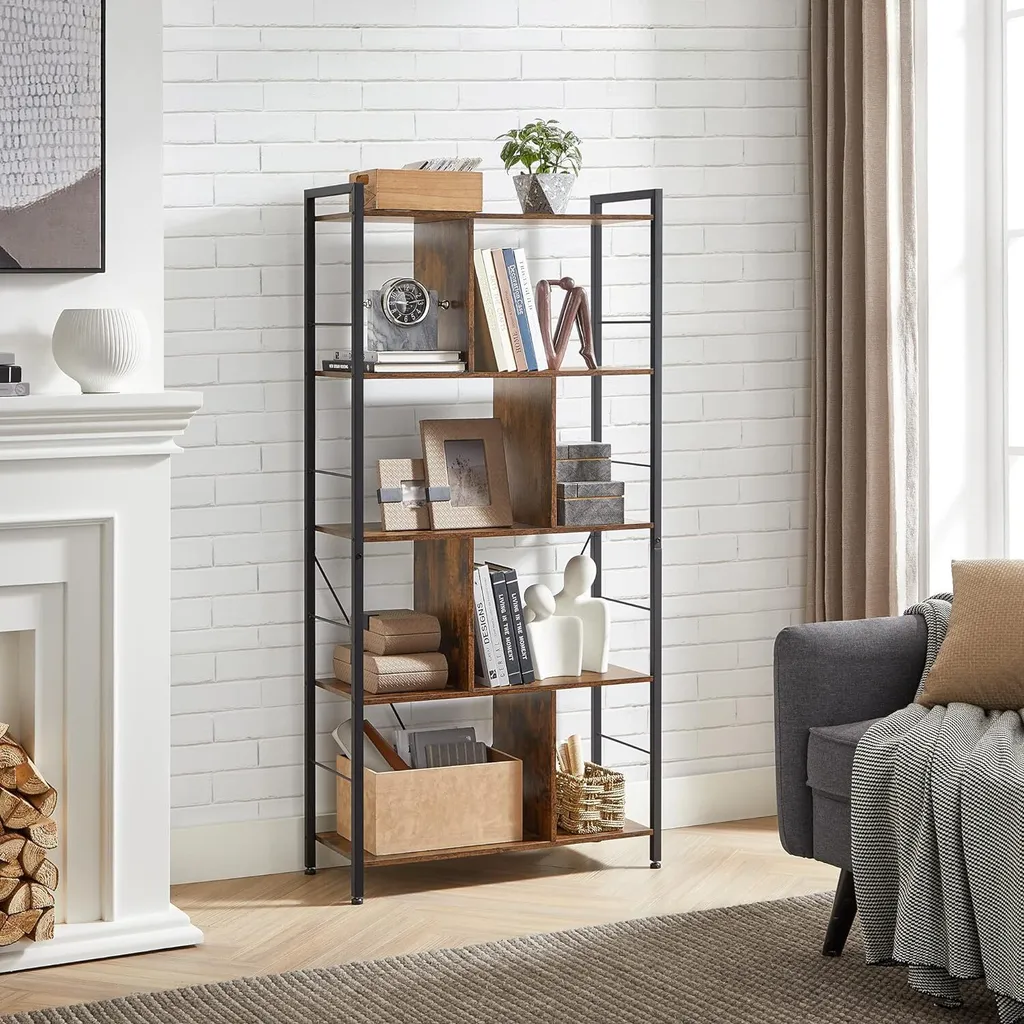 Bibliothèque pour salon et bureau à 5 niveaux rangement vertical