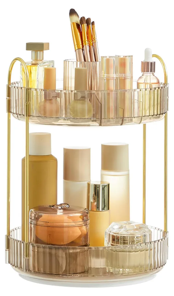 Rangement maquillage pour coiffeuse, organiseur rotatif gain de place