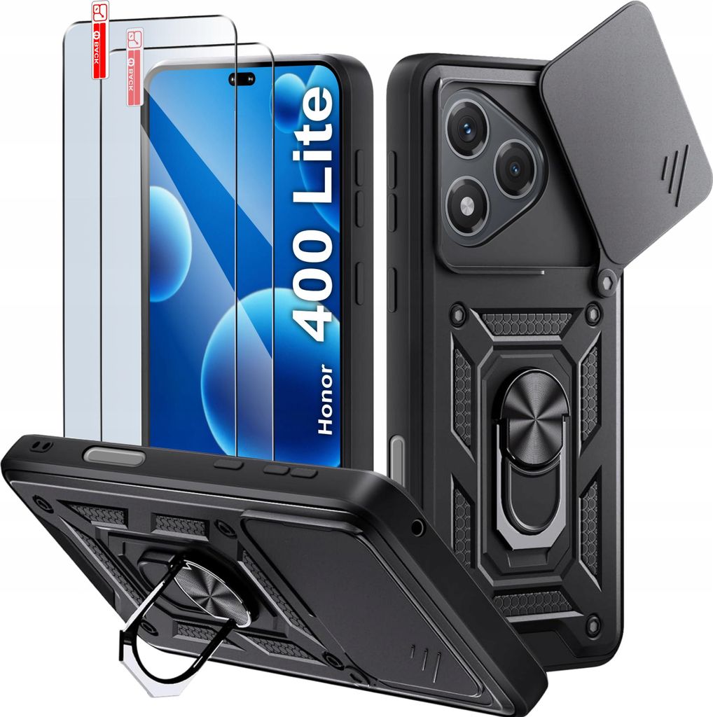 Panzertasche SCHWARZ SLIDE für Honor 400 Lite VERSTÄRKT + 2x Glas
