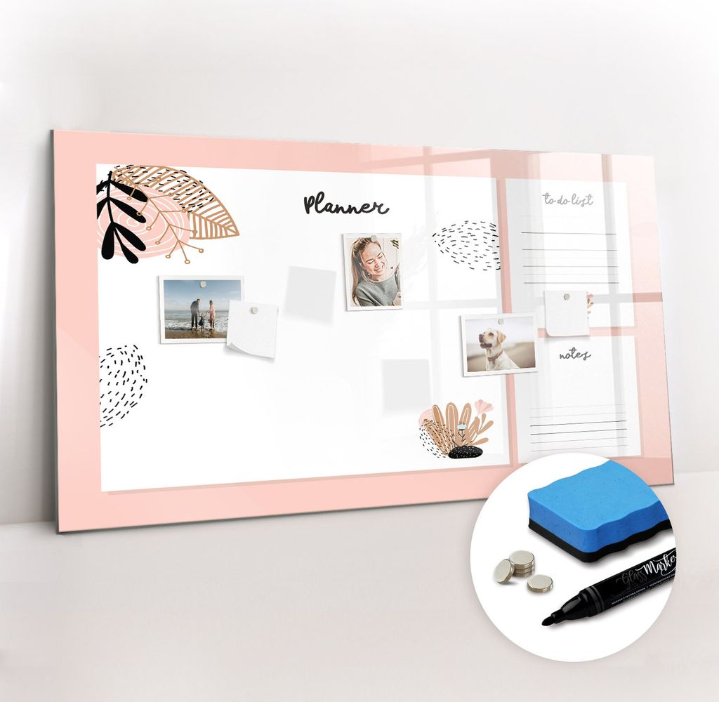 Magnetpinnwand Memoboard - Zubehörsatz - Schwarzer Marker + Schwamm + Magnete - 120 x 60 cm - Planer-Notizbuch