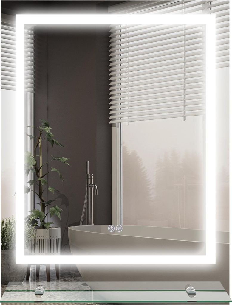Lustro łazienkowe Kleankin z oświetleniem 70 x 50 cm Lustro Zdjęcie produktu 