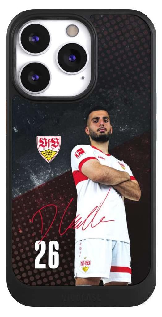 NIVOCASE Hülle für Apple iPhone 13 Pro Handyhülle NIVOcore Case Schwarz Offizielles Lizenzprodukt VfB Stuttgart Deniz Undav