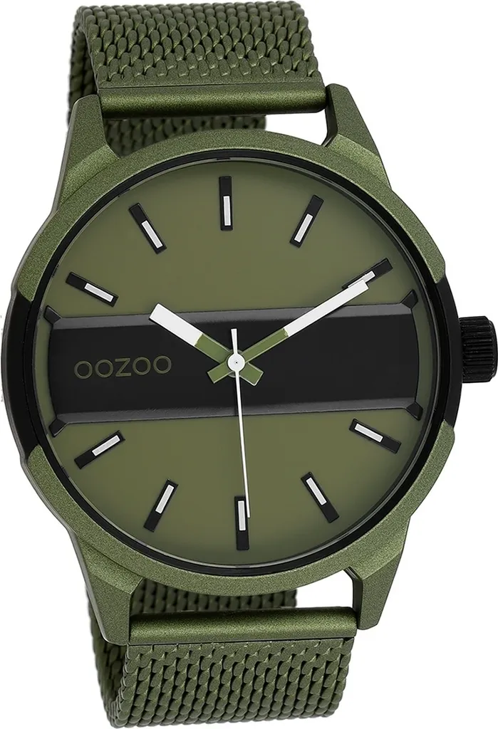 Montre Homme Oozoo Bracelet Mesh Vert Olive : Chic et Confort au Poignet