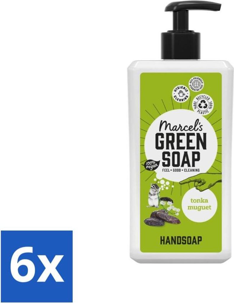 Marcel's Green Soap - Handseife - Tonka & Maiglöckchen - Sanfte Pflege - 500 ml - Vorteilspack - 6 Stücke