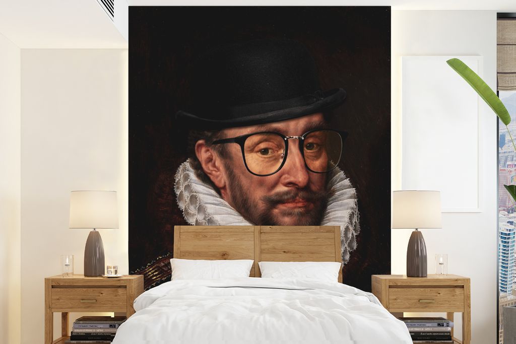MuchoWow Fototapete für Wohnzimmer oder Schlafzimmer Wandtapete Vinyl Motivtapete Wilhelm von Oranien - Adriaen Thomasz - Hut - 165x220 cm - Wan...
