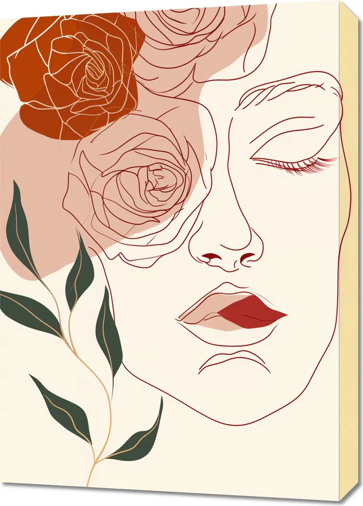 Affiche 50x70 cm Beige et Visage - Sublimer un Mur Vide sans Surcharger