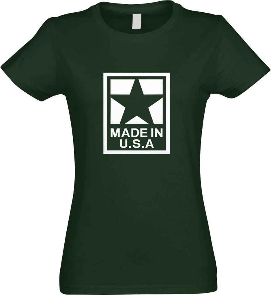 Kiwistar - T-Shirt tailliert - Damen - flaschengrün - USA Amerika - mit Motiv Bedruckt - Funshirt Design - Sport - Freizeit - Damen - L