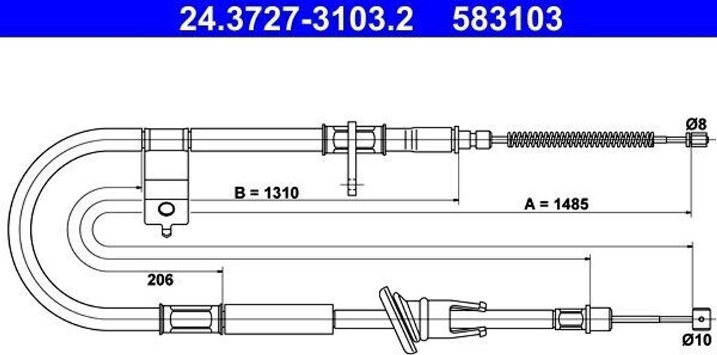 ATE 24.3727-3103.2 - OE 59760 22110 Handbremsseil für Accent I (X-3)