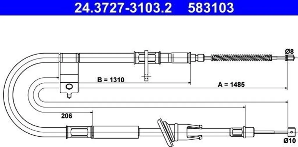 Câble de frein à main ATE 24.3727-3103.2 pour Hyundai Accent I X-3