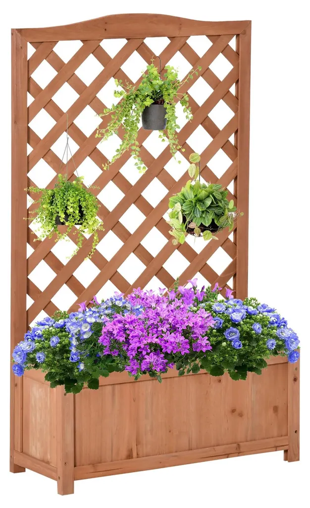 Support plantes grimpantes jardinière bois marron 70x28x117cm antigel