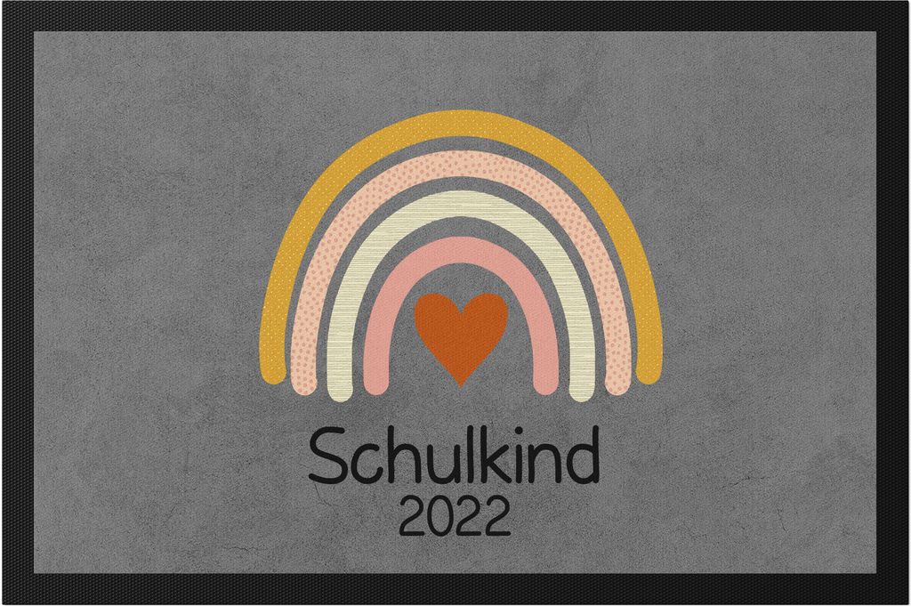 Schulkind 2022 Fußmatte Einschulungsgeschenk Grundschule 1. Klasse Schulstart Herzen Motiv