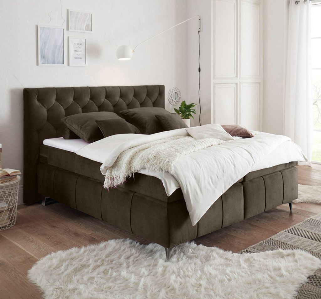 Boxspringbett 180x200 cm PETARE-09 in der modernen Farbe Espresso und Härtegrad H2