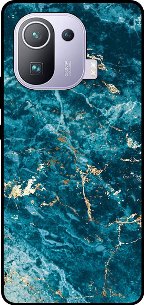 Smartphonica Handytasche geeignet für Xiaomi Mi 11 Pro mit Marmordruck - TPU zurück Abdeckung Fall blau Marmor Design - Blau