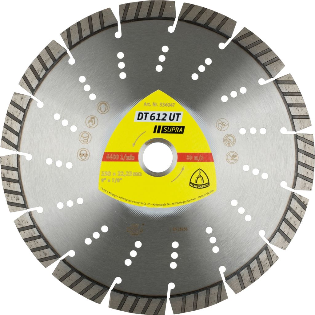 Klingspor DT 612 UT Diamanttrennscheiben, 115 x 2,4 x 22,23 mm 8 Segmente 33 x 2,4 x 12 mm, Standard Turbo