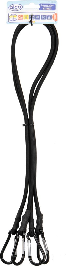 alca® tendeur de bagages avec mousqueton 2 pcs. 100cm noir Image du produit 