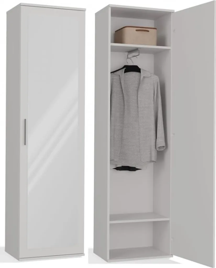 Rangement entrée gain de place vestiaire duo blanc miroir 180x50cm